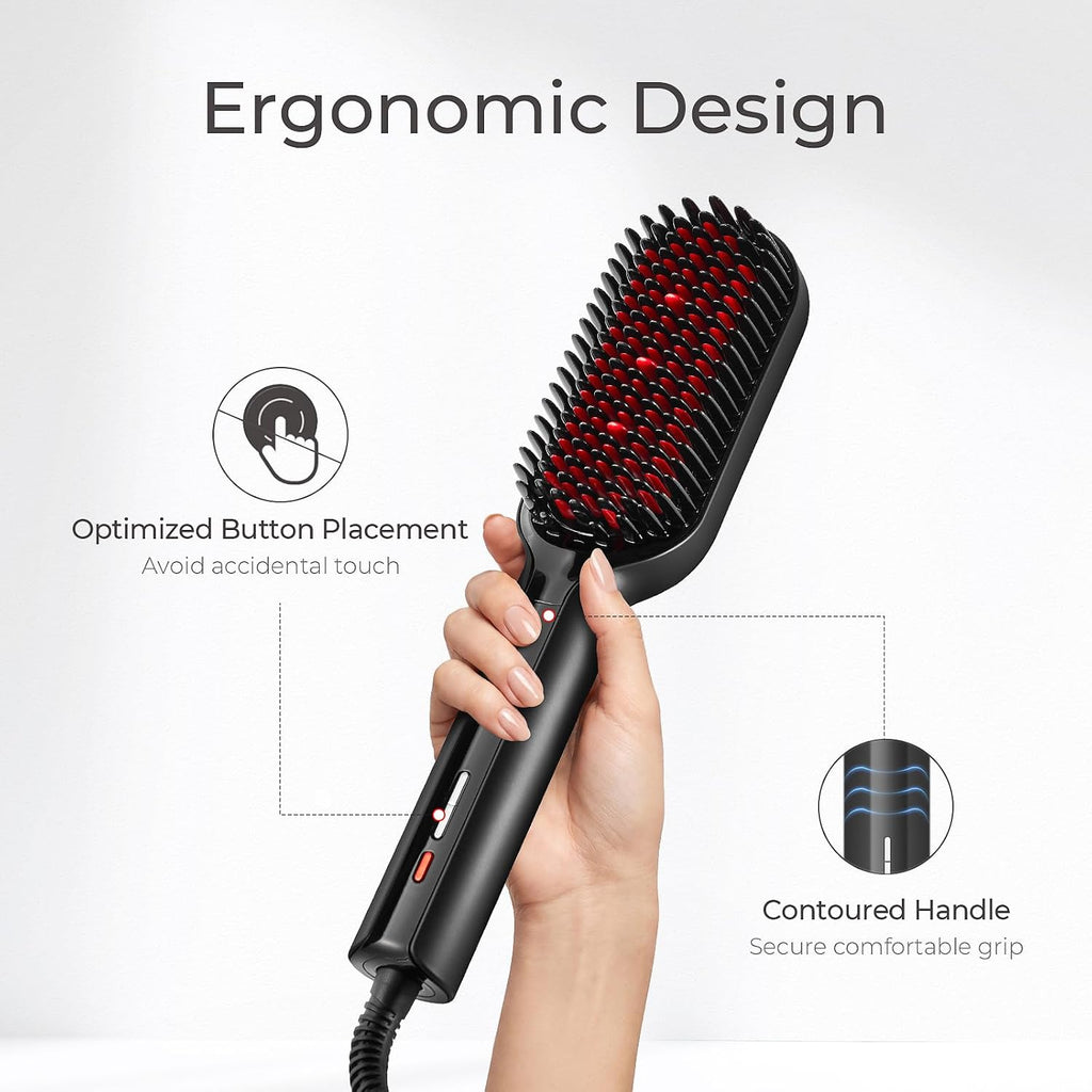 TYMO Hair Straightener Brush - Ionic Plus Straightening Brush for Women