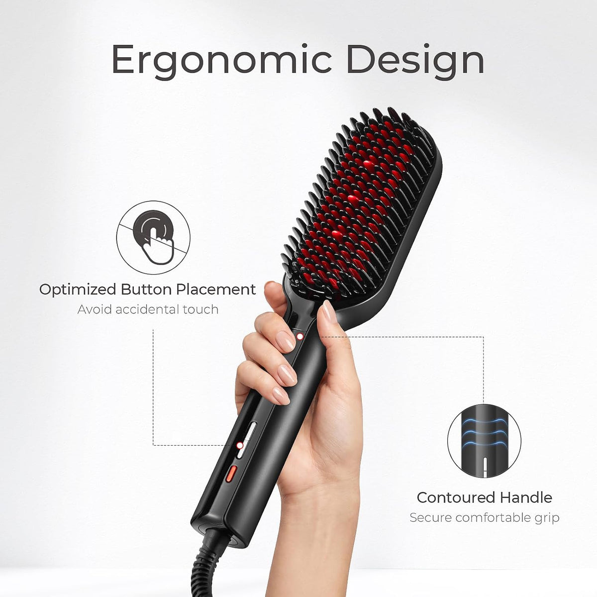 TYMO Hair Straightener Brush - Ionic Plus Straightening Brush for Women