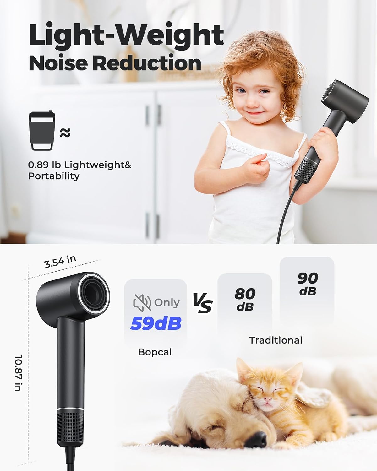 Ionic Hair Dryer, High-Speed Blow Dryer, Low Noise, Fast Drying