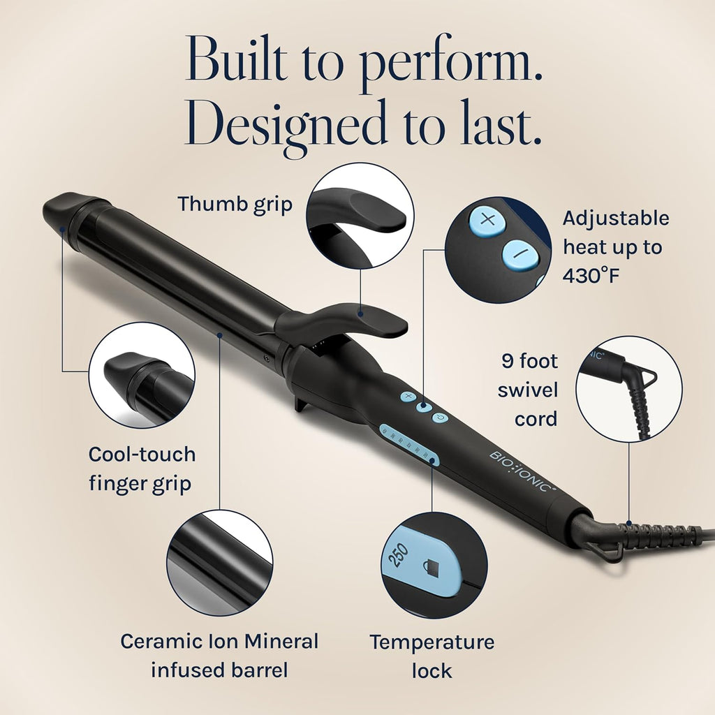 Bio Ionic Long Barrel Curling Iron, Moisture Heat Technology & NanoIonic MX