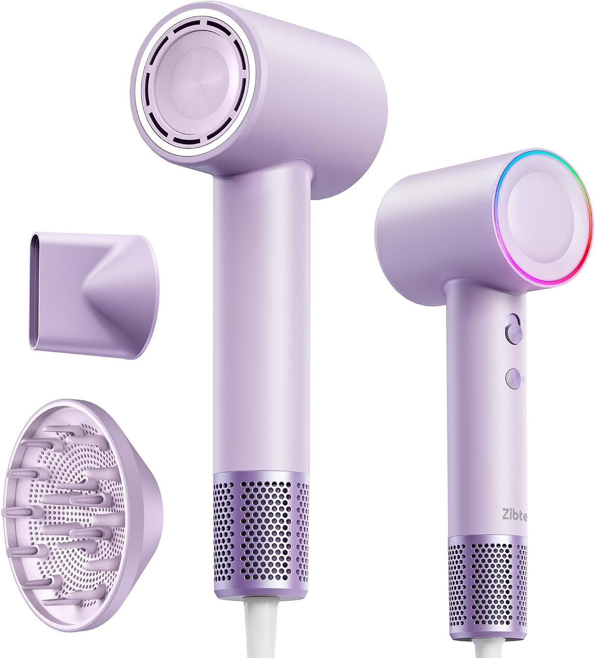 Zibtes High-Speed Hair Dryer with Diffuser, Ionic Blow Dryer (Purple)