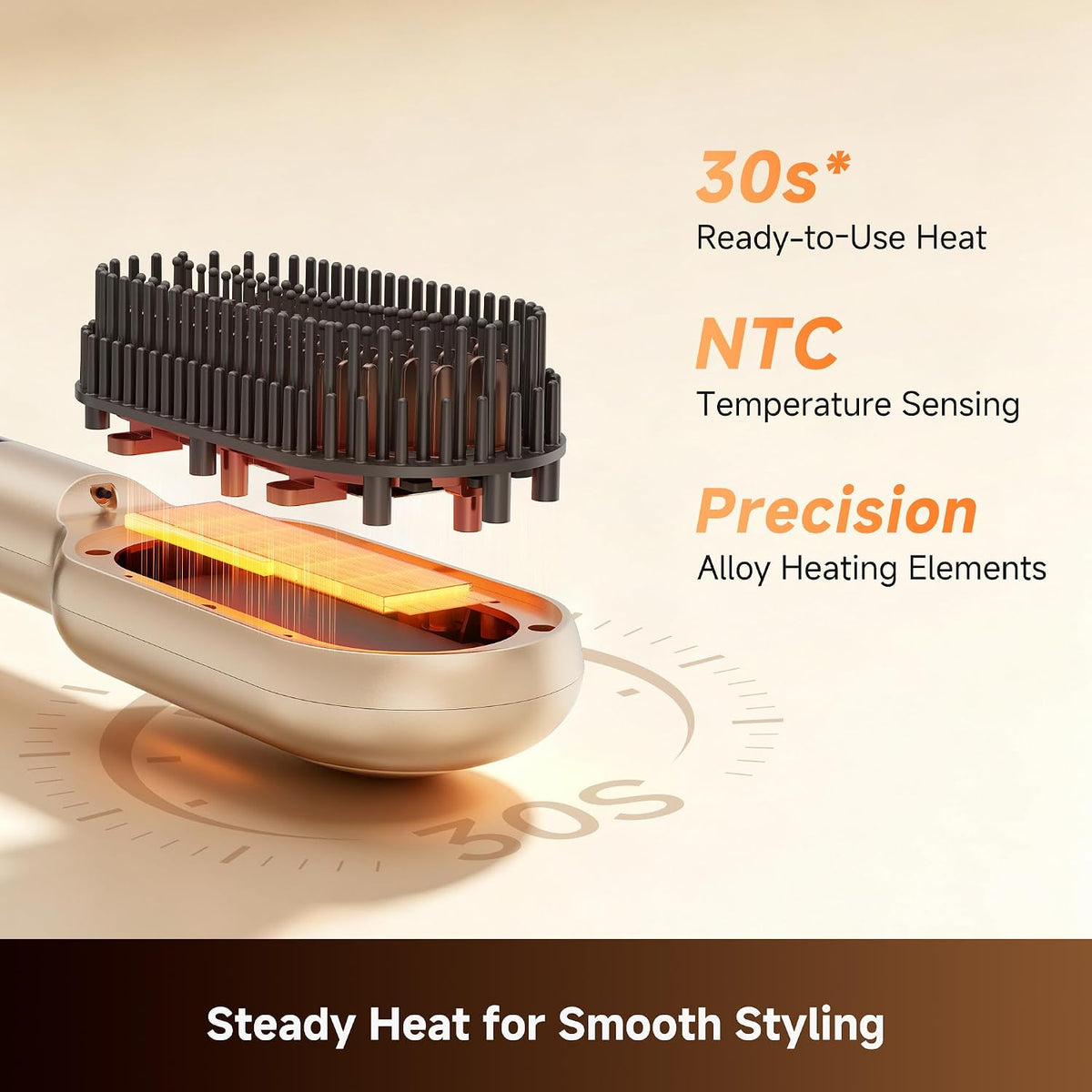 Dreame Voya Hair Straightener Brush, PTC Heating Straightening Comb