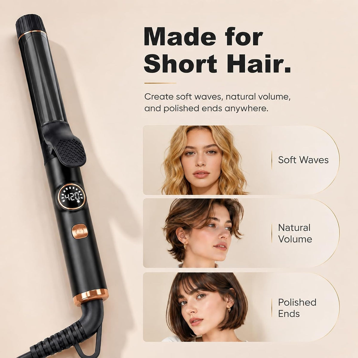 CIVEYA 1 Inch Mini Travel Curling Iron for Short Hair