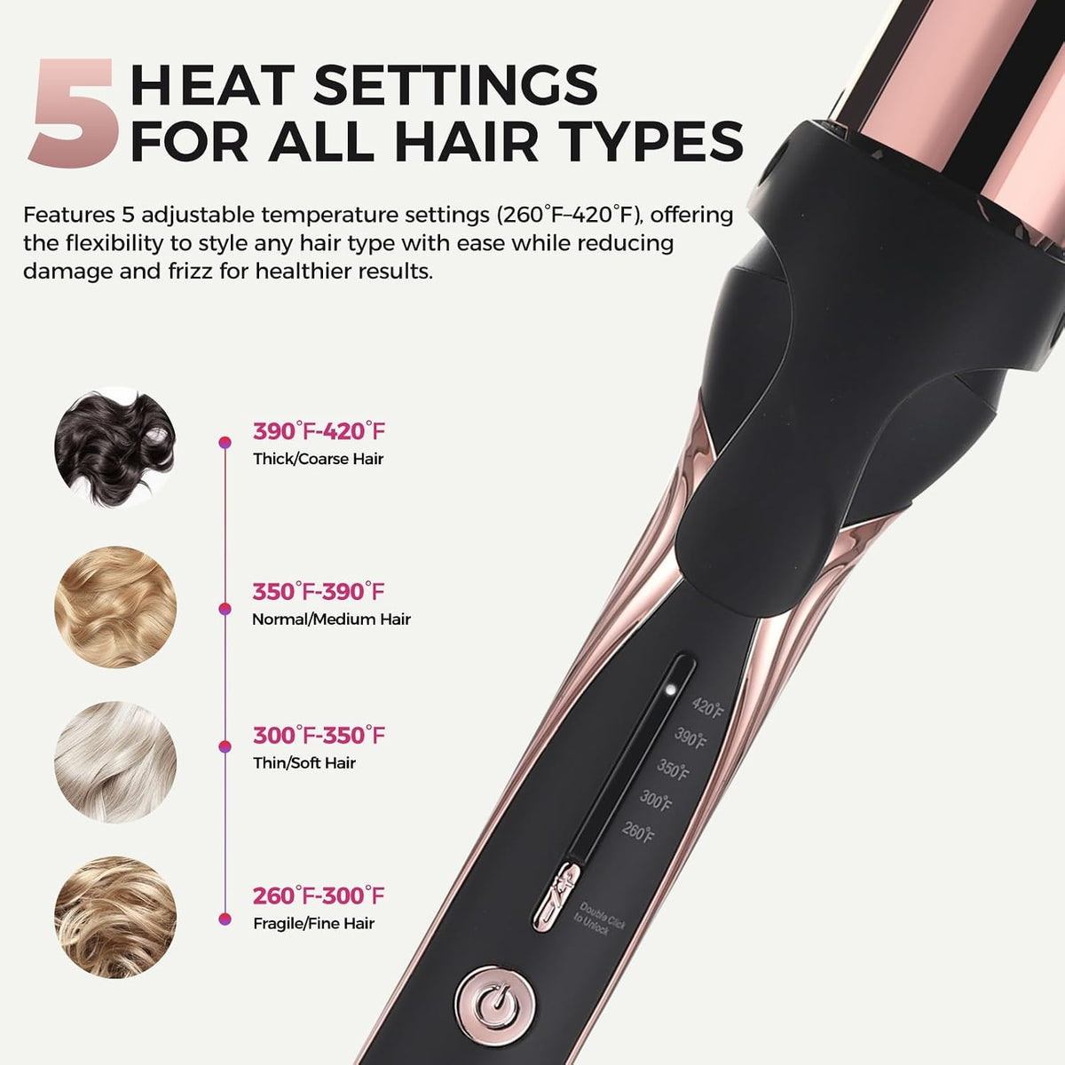Rozamor 1.5 Inch Titanium Curling Iron, Hair Curler for Long-Lasting Curls