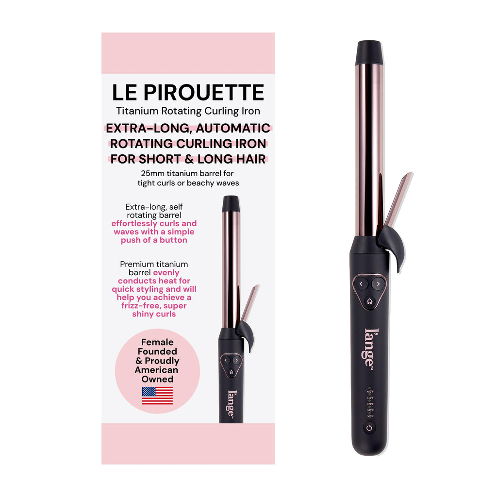 L'ANGE HAIR Le Pirouette 25MM Titanium Rotating Curling Iron, Blush