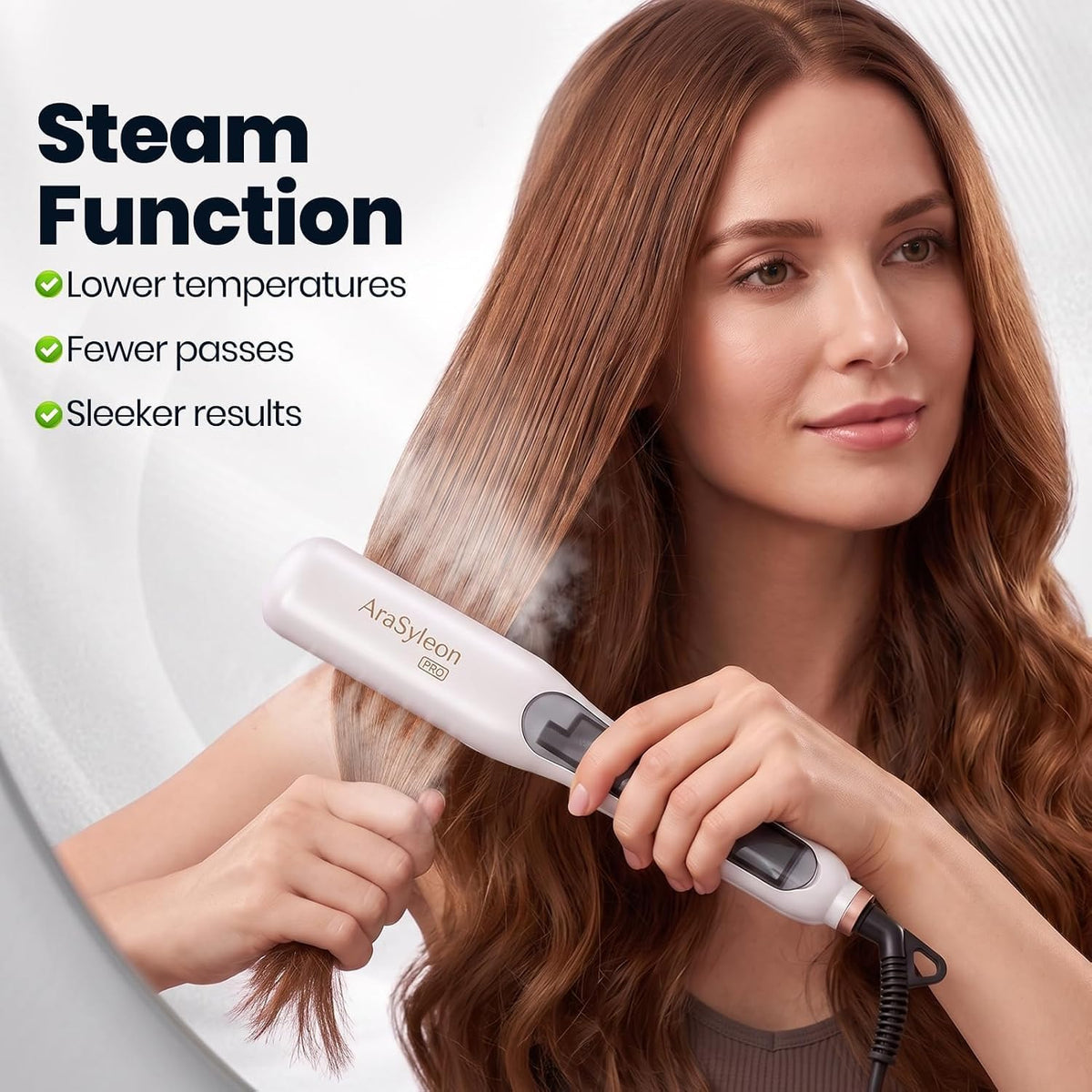 Pro Steam Hair Straightener, Straightening Brush for Coarse Hair