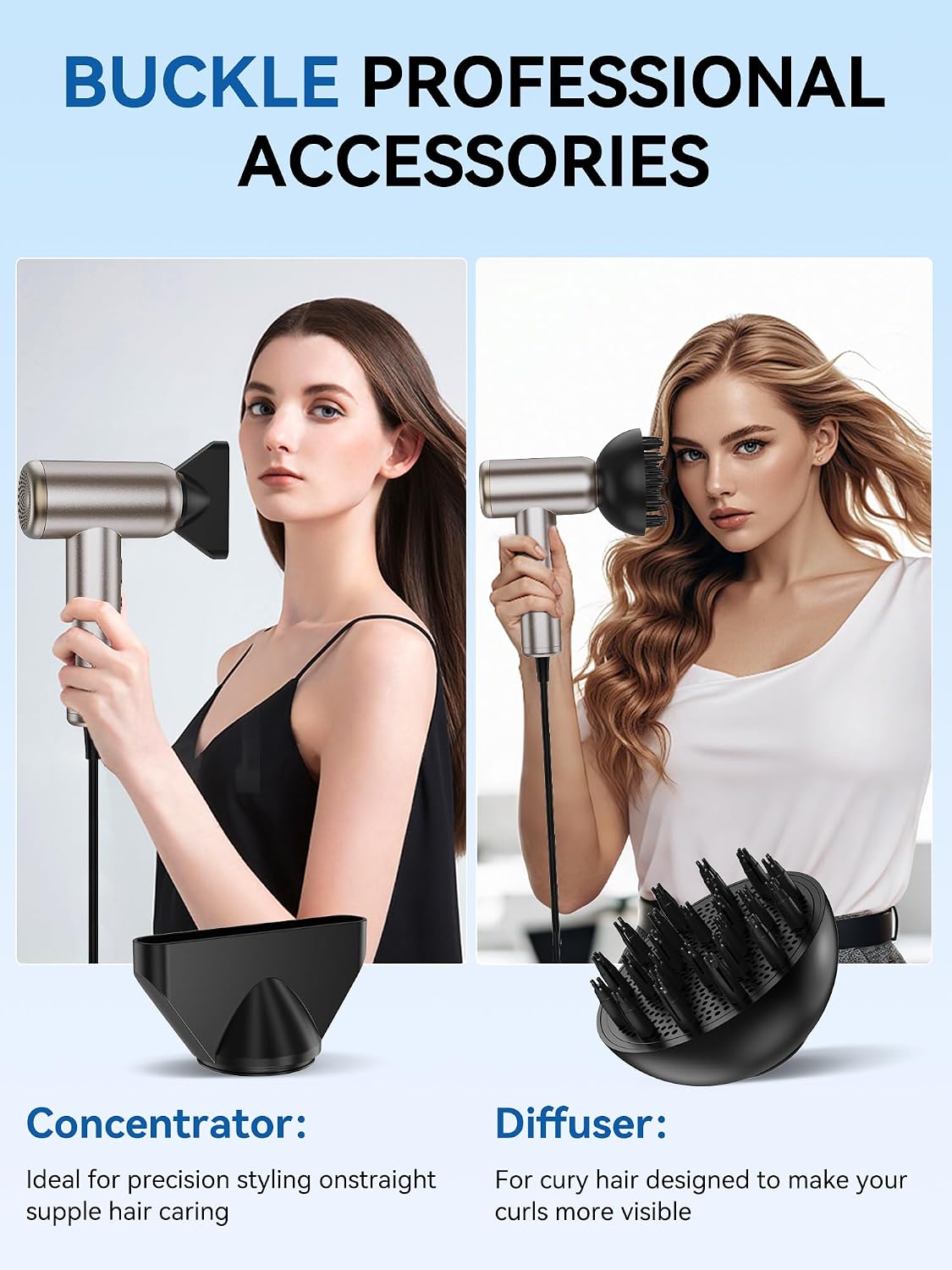Hair Dryer,160000 RPM Professional HighSpeed lonic Blow Dryer for Fast Drying 500 Million Negative lons Blow Dryer with Diffuser for All Hair Types Lightweight for Home and Travel (Silver Brown)