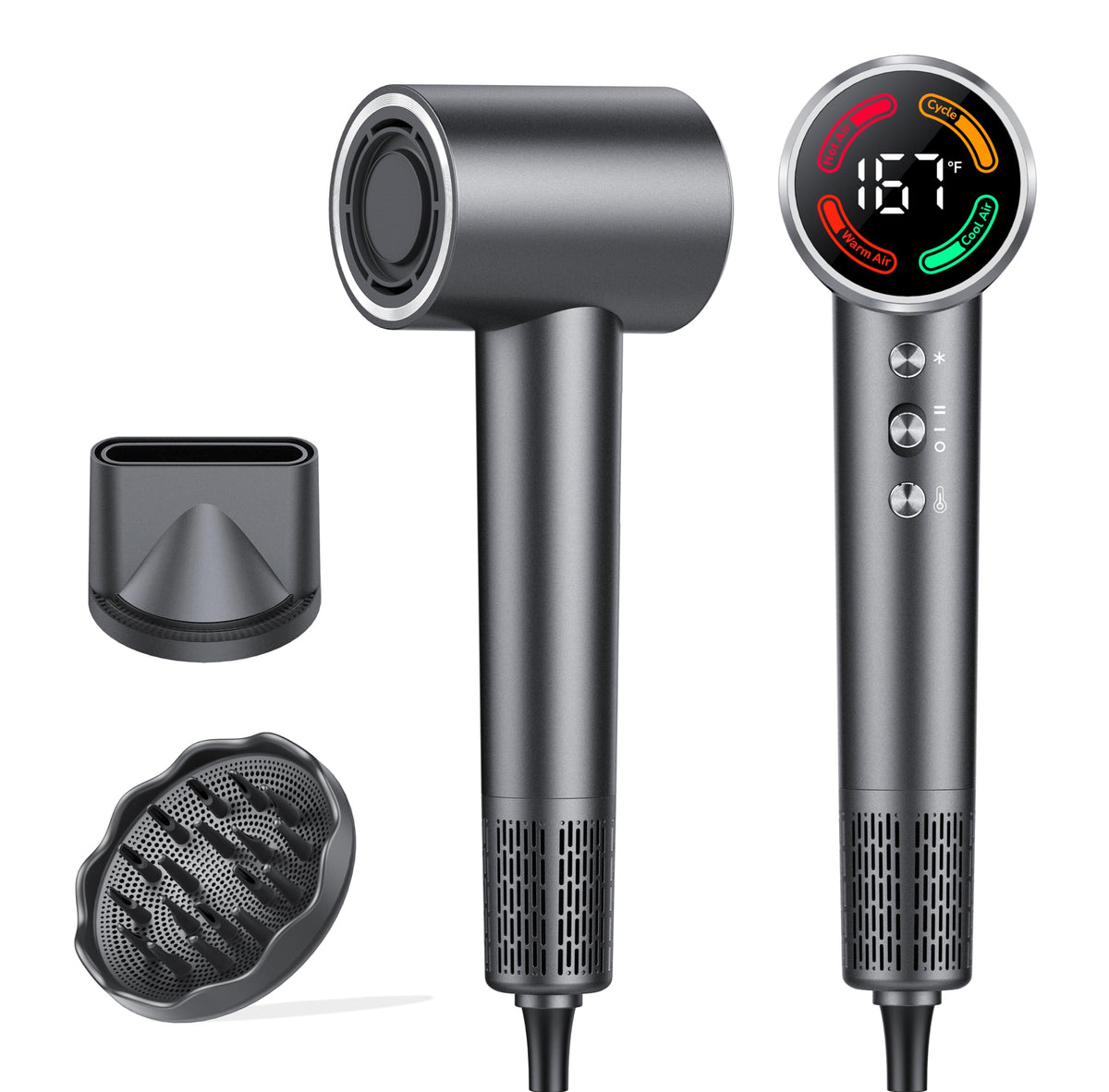 Hair Dryer, High-Speed Blow Dryer with Diffuser, 500M Ionic Negative Blow Dryer for Fast Drying, Low Noise & Smart Temperature Control & LED, for All Hair Types,for Home & Travel, Gifts