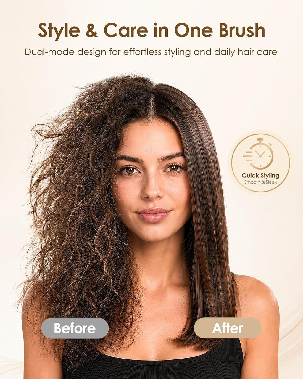 Dual Voltage Hair Straightener Brush, 1000 Million Ionic Upgraded Ceramic