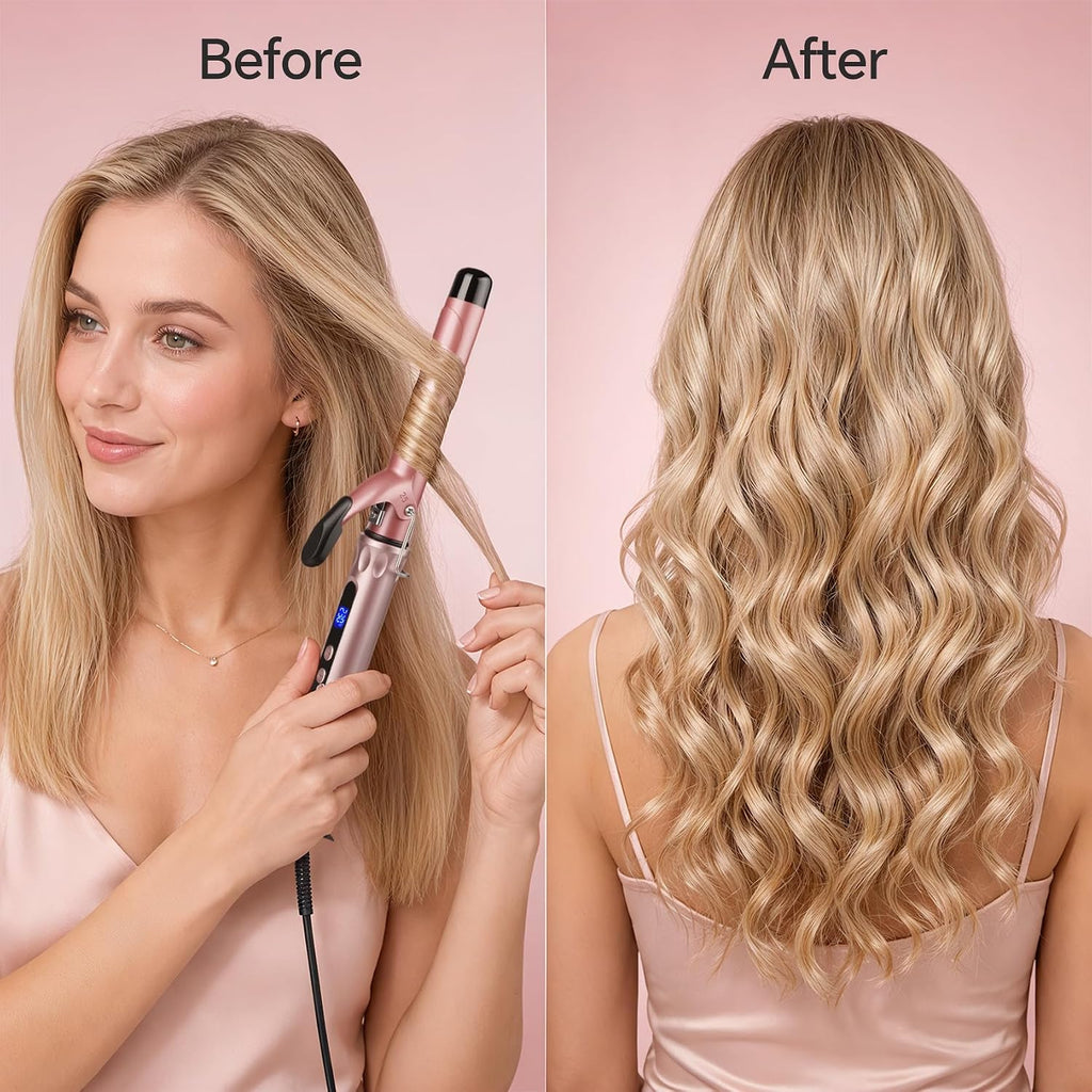 JAETON Hair Curling Iron Wand 1 1/4-Inch for Loose Curls, 190-450℉