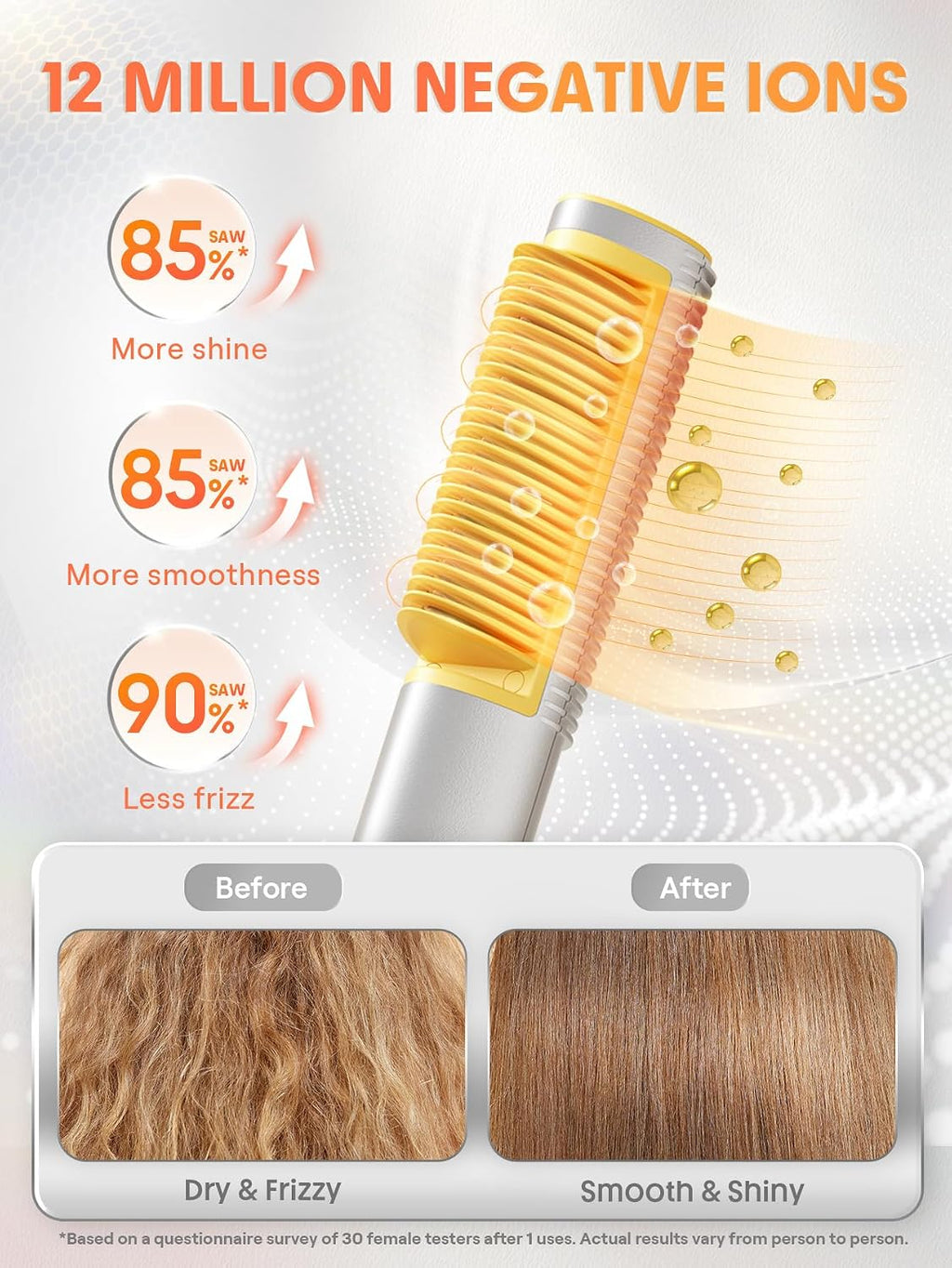SHEGLAM Hair Straightener Brush, Hair Straightener with 24K Gold Comb, 3D Ionic Hot Comb Straightener, Anti-Scald Design, Auto-Off, Frizz Control, Sleek & Smooth Styling