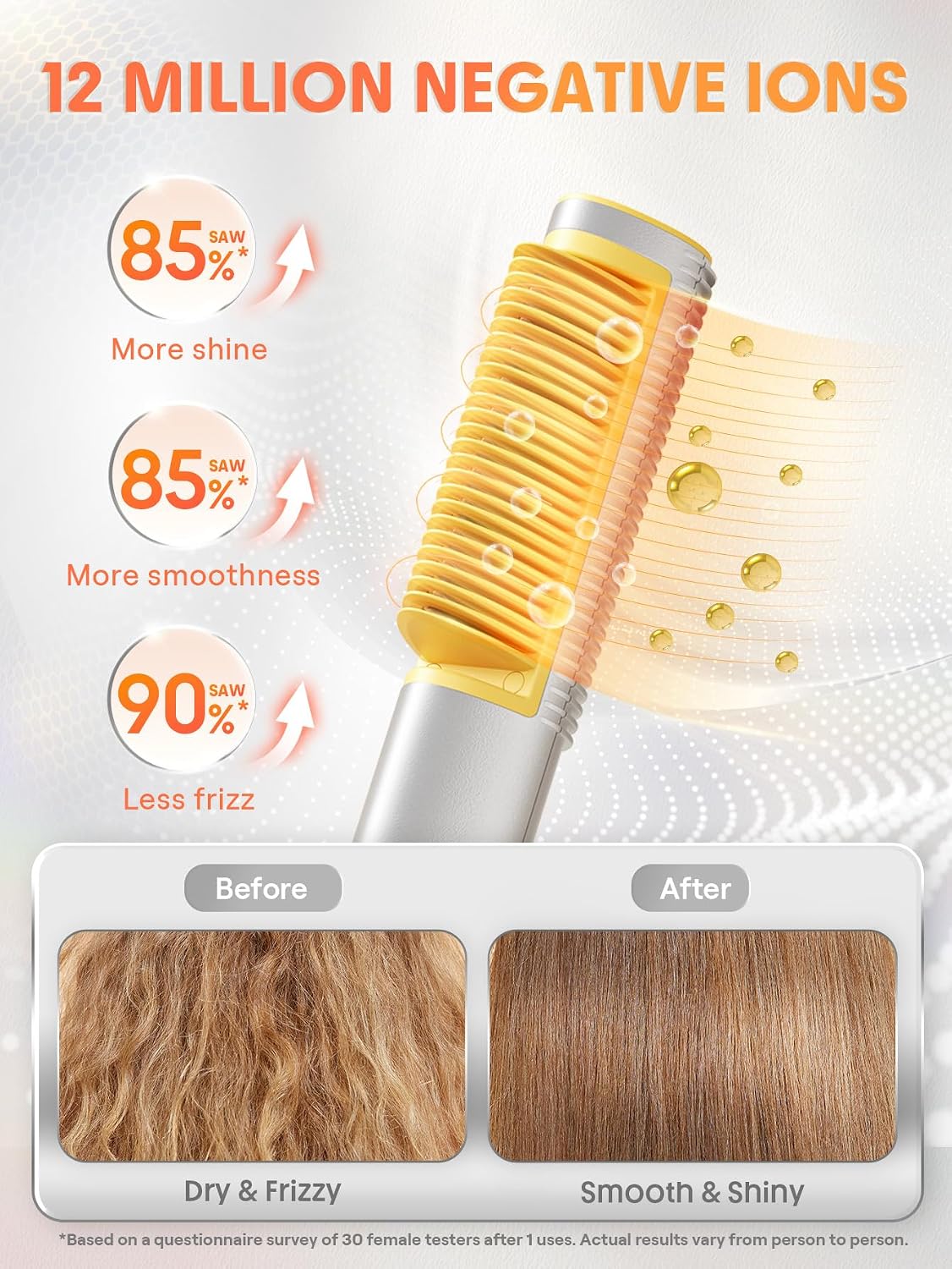 SHEGLAM Hair Straightener Brush, Hair Straightener with 24K Gold Comb, 3D Ionic Hot Comb Straightener, Anti-Scald Design, Auto-Off, Frizz Control, Sleek & Smooth Styling