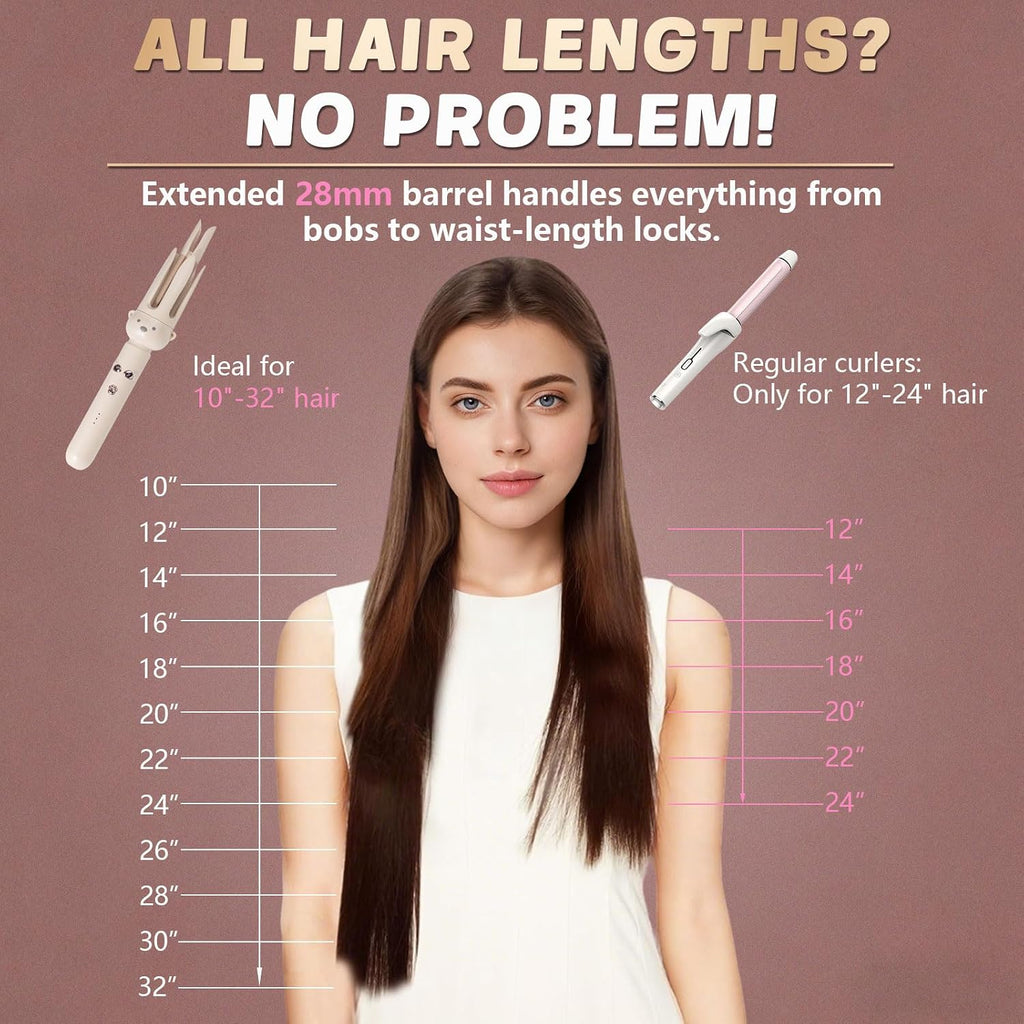 PretiHom Automatic Rotating Curling Iron & Wand, Hair Curler for Long Hair