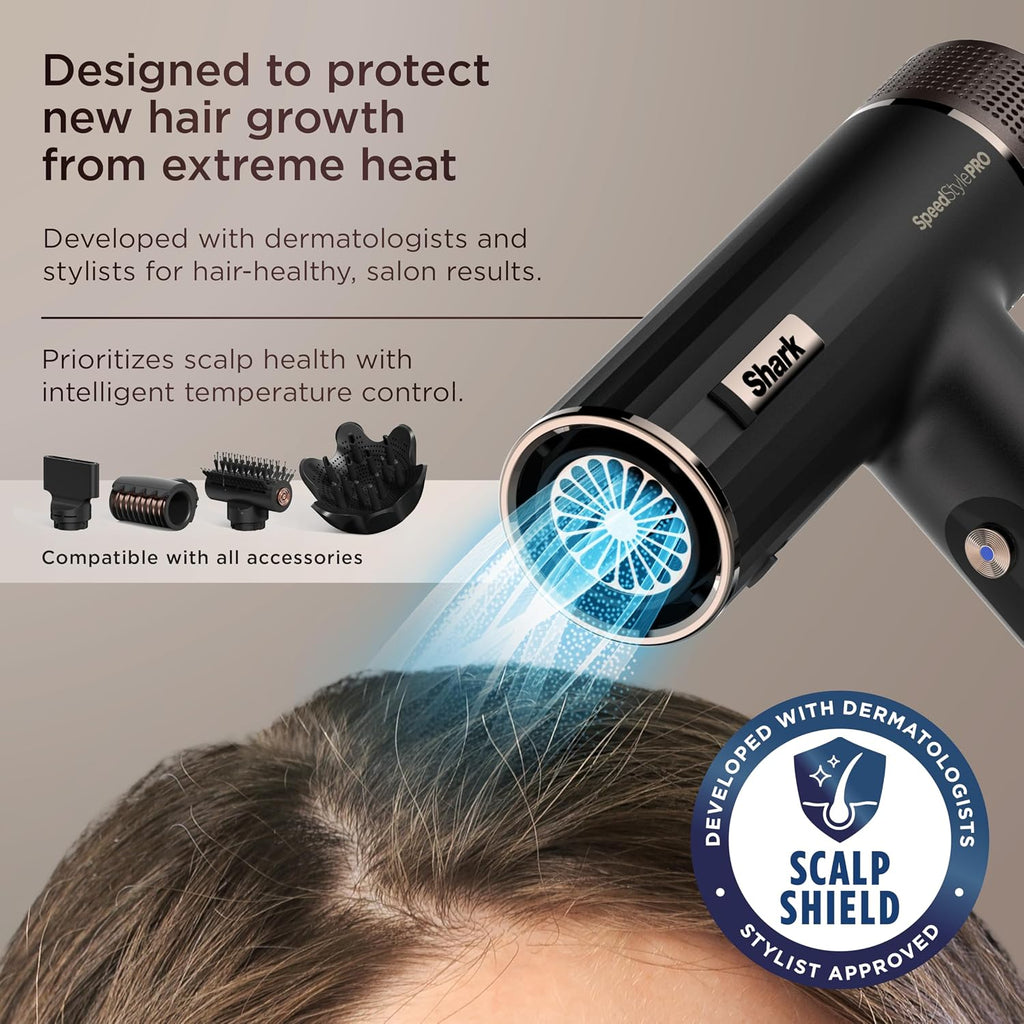 Shark SpeedStyle Pro Ionic Hair Dryer, Scalp Shield, Fine-Medium, HD731