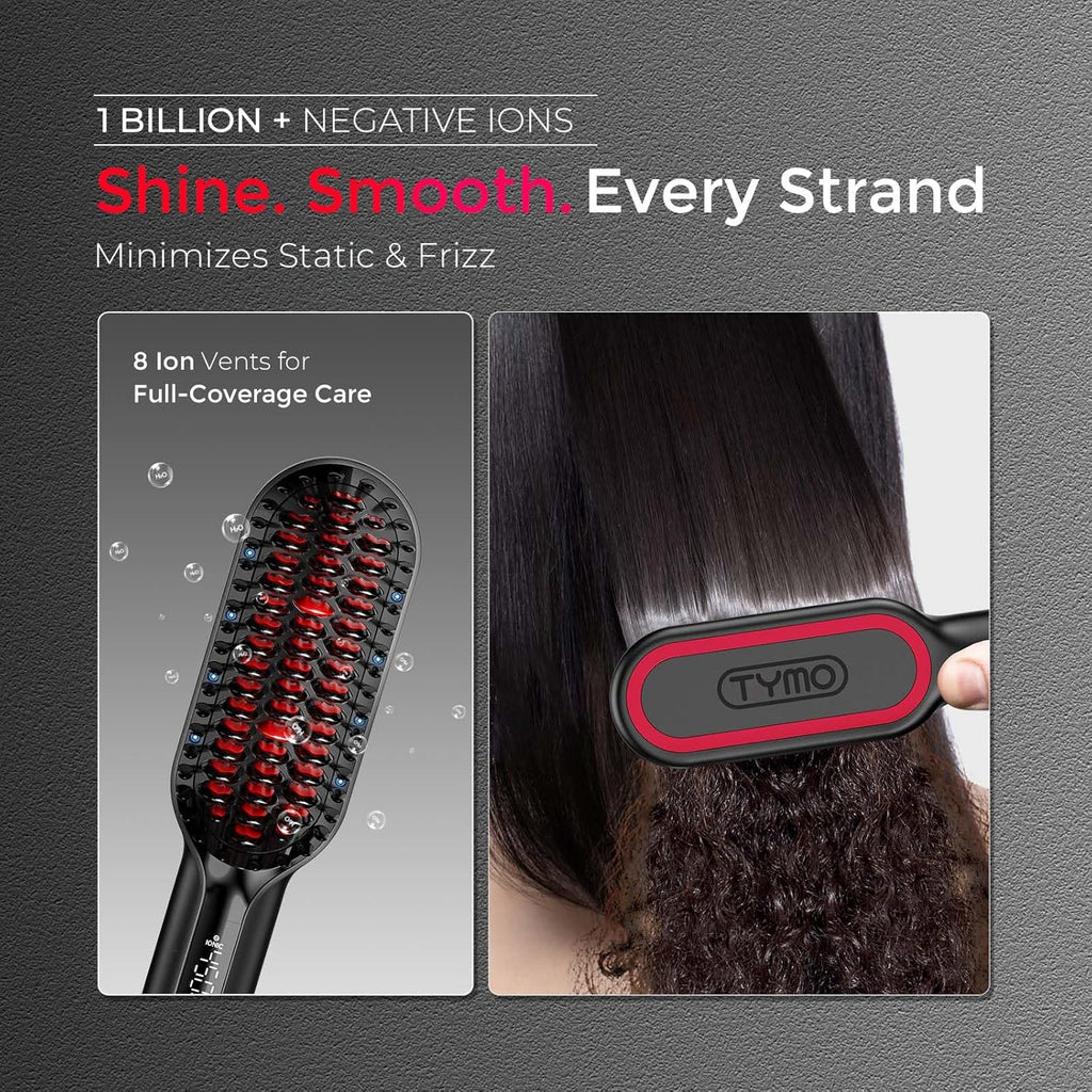 TYMO Hair Straightener Brush Upgraded Ionic Compact Straightening Brush