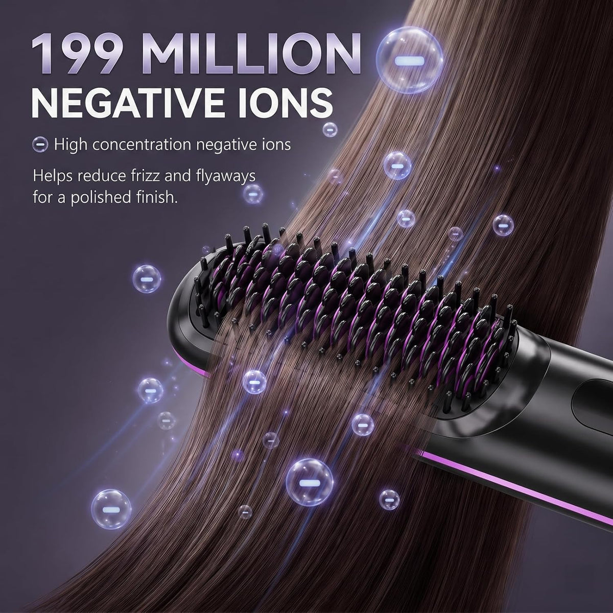 Go Brush Pro Cordless Hair Straightener Brush, Portable Wireless Straightening Comb with 3 Temp Settings (320°F-375°F), USB Rechargeable, Ceramic Heating Anti-Scald Hot Brush for Trave