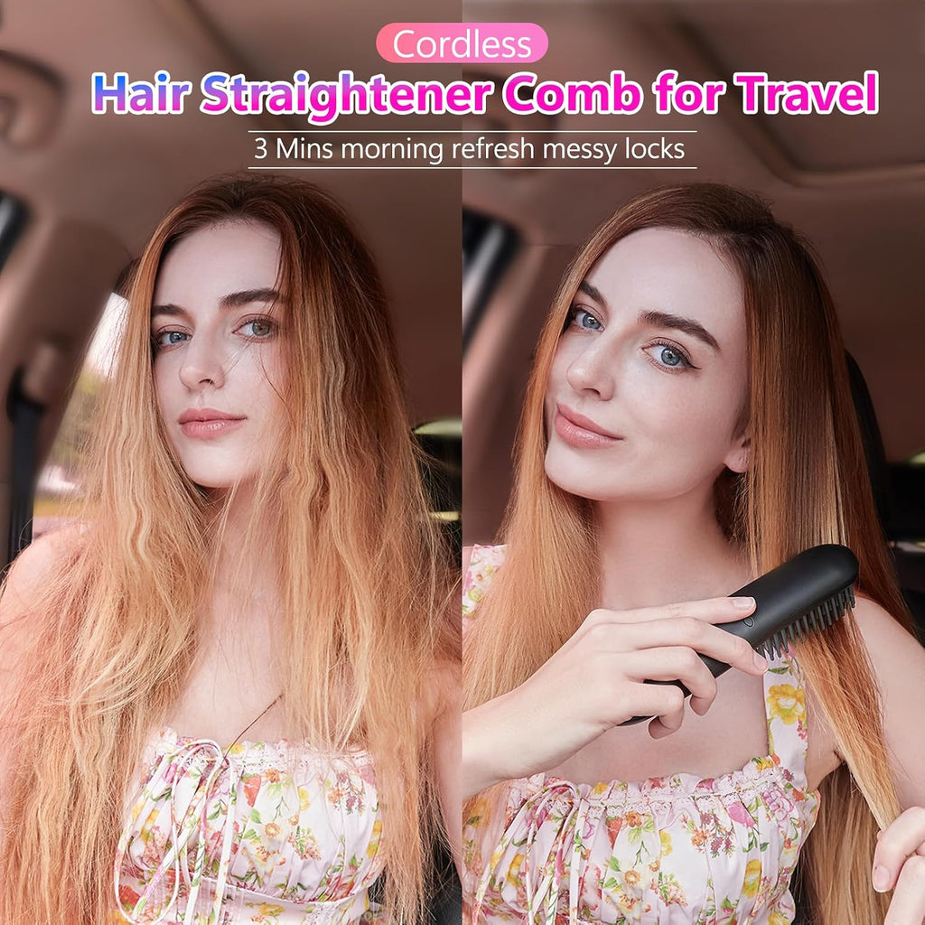 STUDLLY LCD Screen Cordless Hair Straightener & Curler 2 in 1, Black