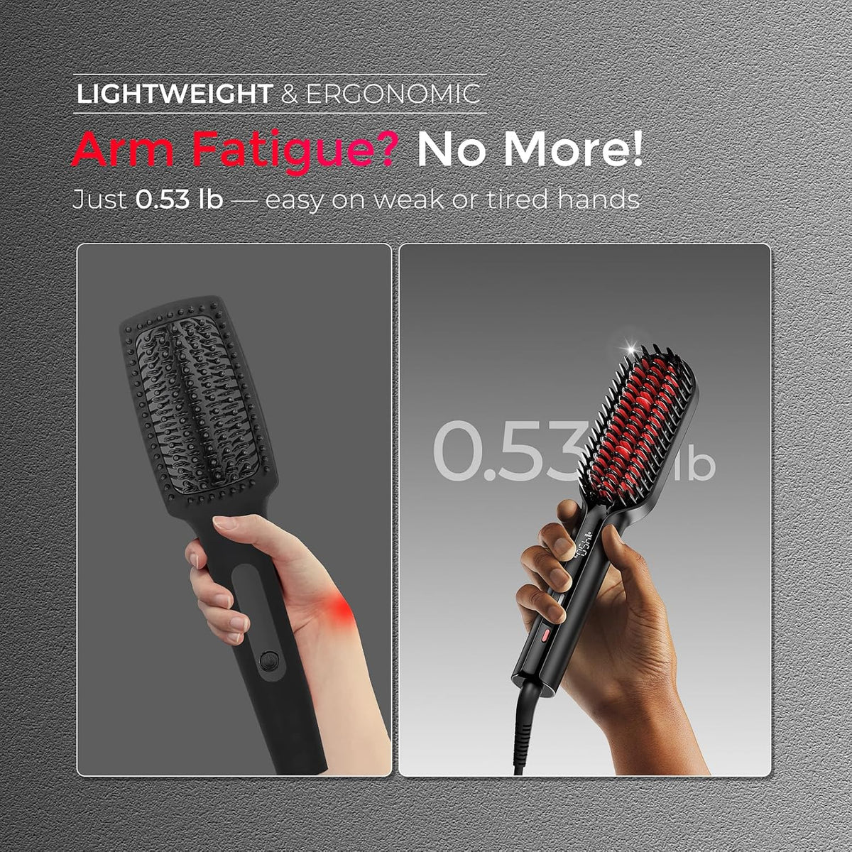 TYMO Hair Straightener Brush Upgraded Ionic Compact Straightening Brush