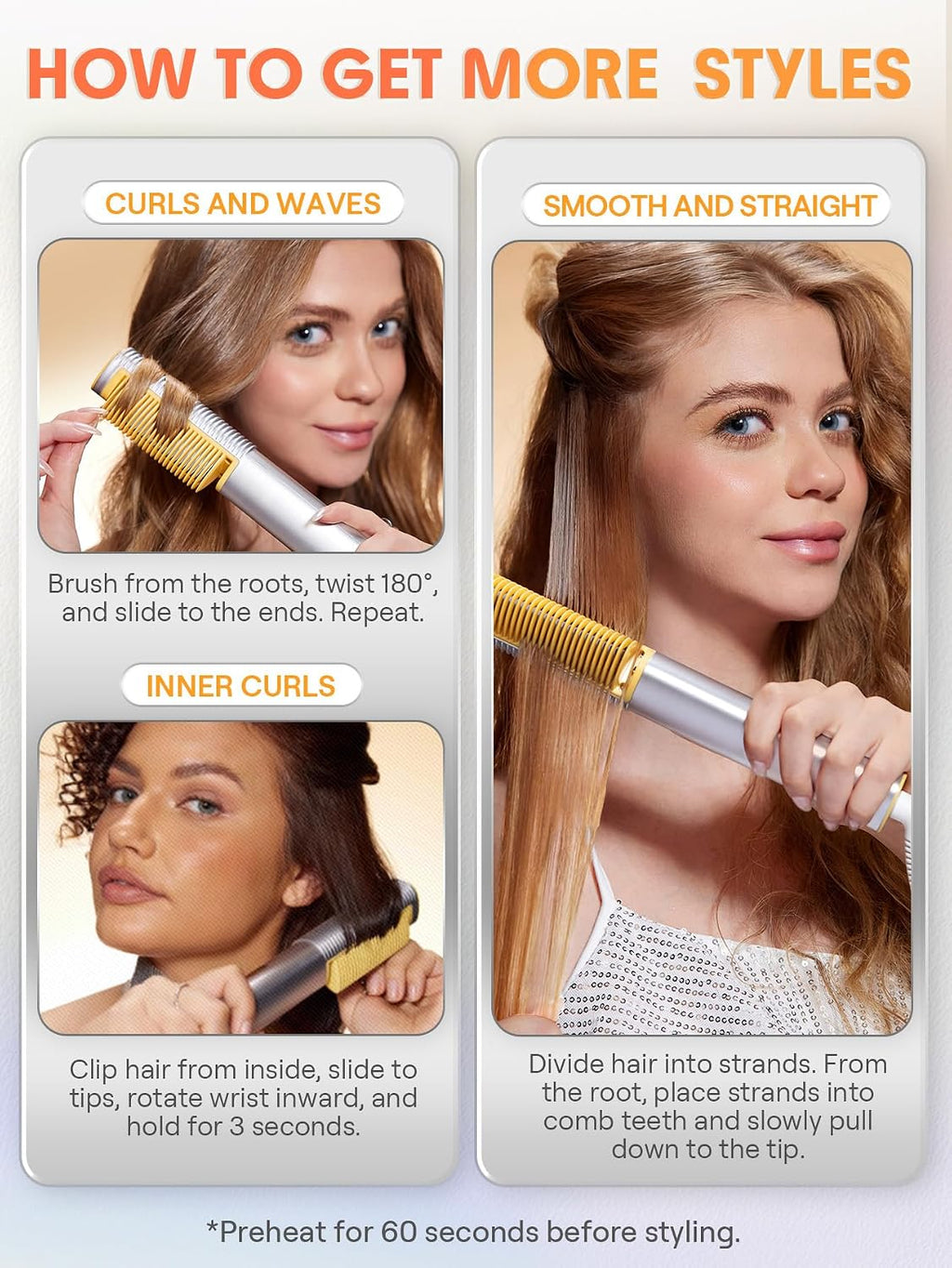 SHEGLAM Hair Straightener Brush, Hair Straightener with 24K Gold Comb, 3D Ionic Hot Comb Straightener, Anti-Scald Design, Auto-Off, Frizz Control, Sleek & Smooth Styling