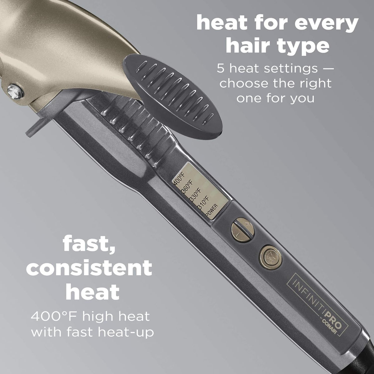 Conair INFINITIPRO Tourmaline 1 1/2-Inch Ceramic Curling Iron, 1 ½ inch barrel produces soft waves – for use on medium and long hair