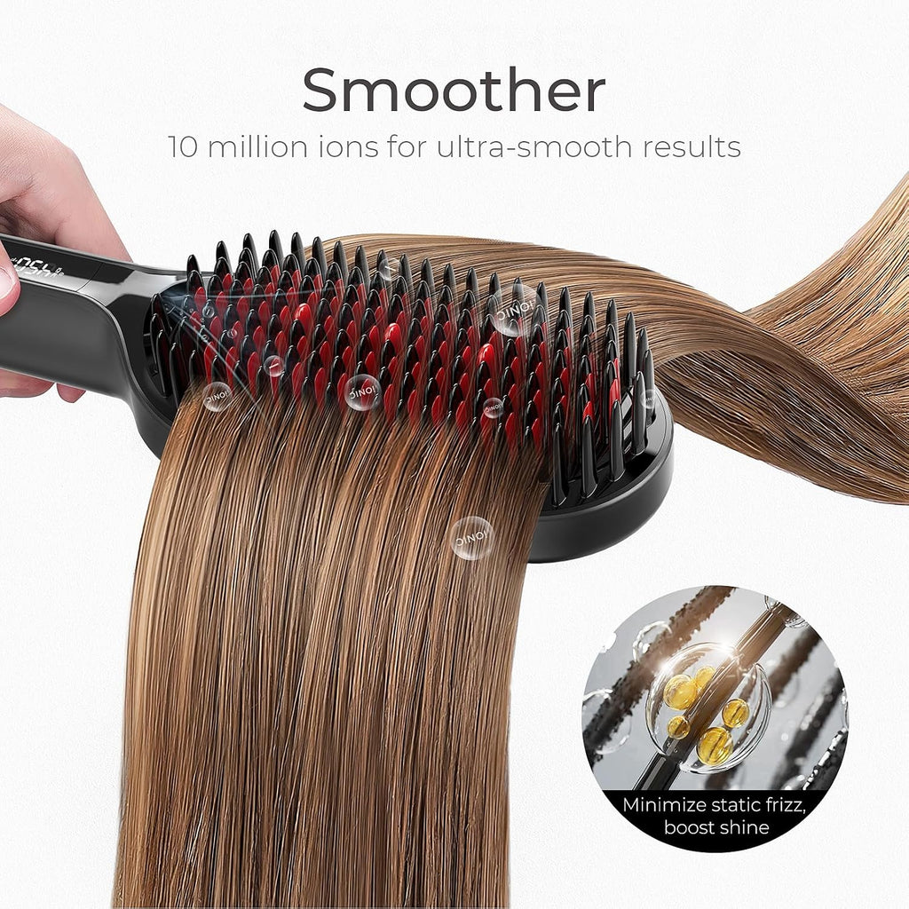 TYMO Hair Straightener Brush - Ionic Plus Straightening Brush for Women