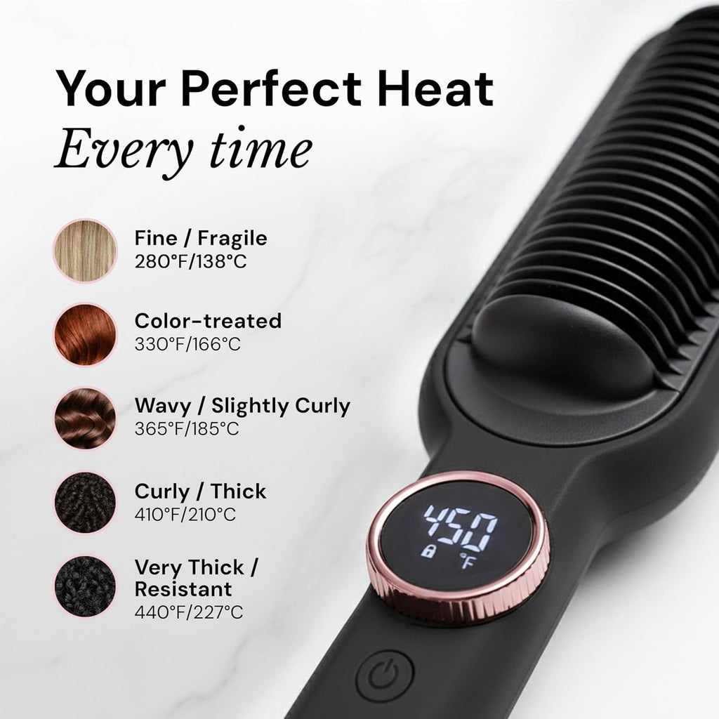 L'ANGE HAIR Smooth It 2-in-1 Hair Straightener Brush, Black