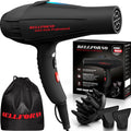 Professional Ionic Salon Hair Dryer, 2200 Watt Powerful AC Motor Ceramic Tourmaline Ion Blow Dryer, Quiet Hair Dryers with Diffuser & 2 Concentrator Nozzle Attachments Black/Red