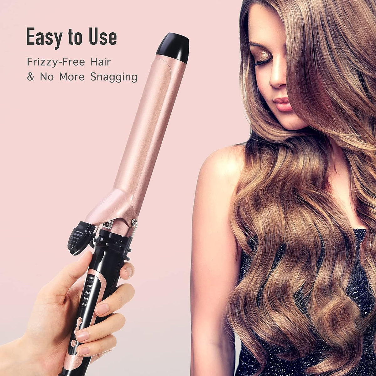 LANVIER 1.25 Inch Long Barrel Curling Iron for Medium to Long Hair