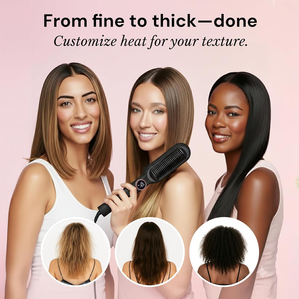 L'ANGE HAIR Smooth It 2-in-1 Hair Straightener Brush, Black