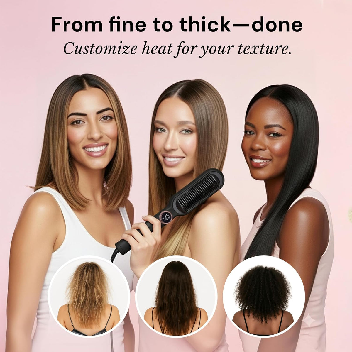 L'ANGE HAIR Smooth It 2-in-1 Hair Straightener Brush, Black