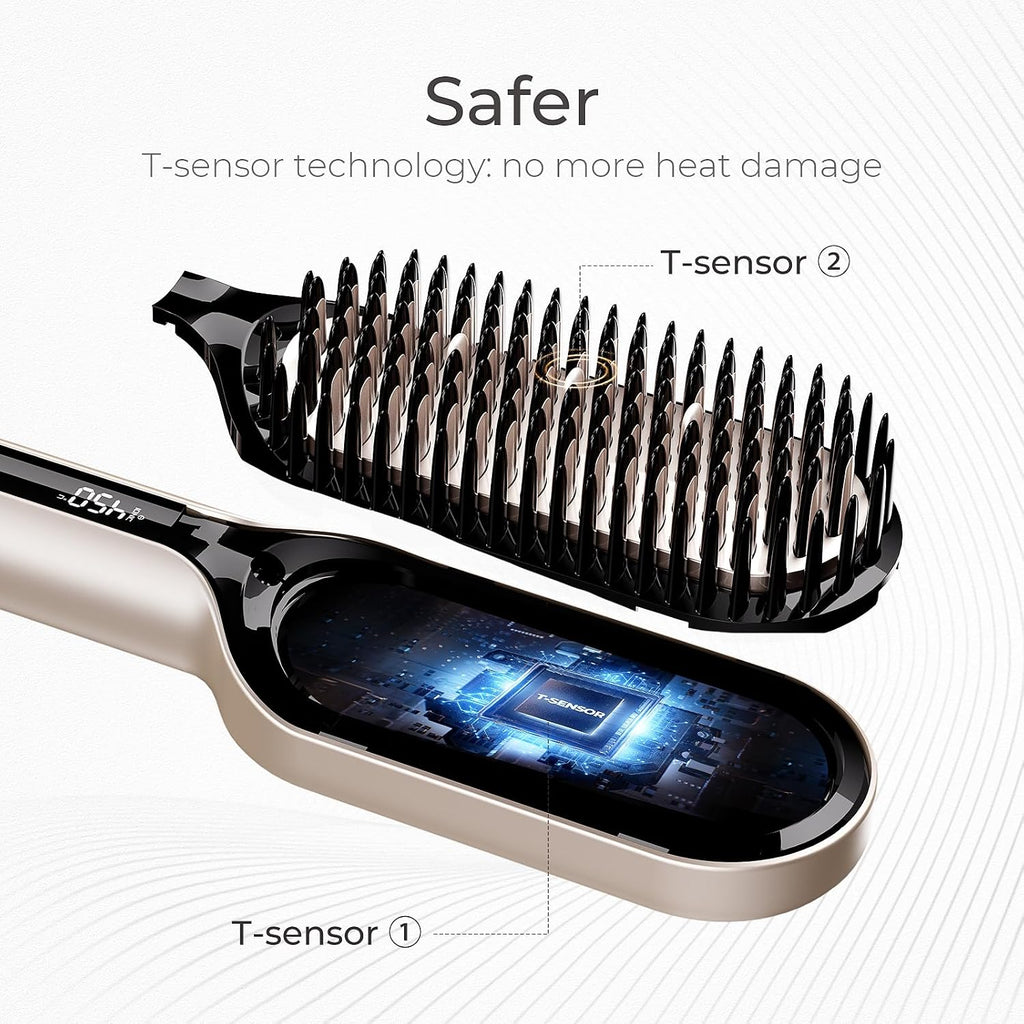 TYMO Hair Straightener Brush - Ionic Plus Straightening Brush for Women