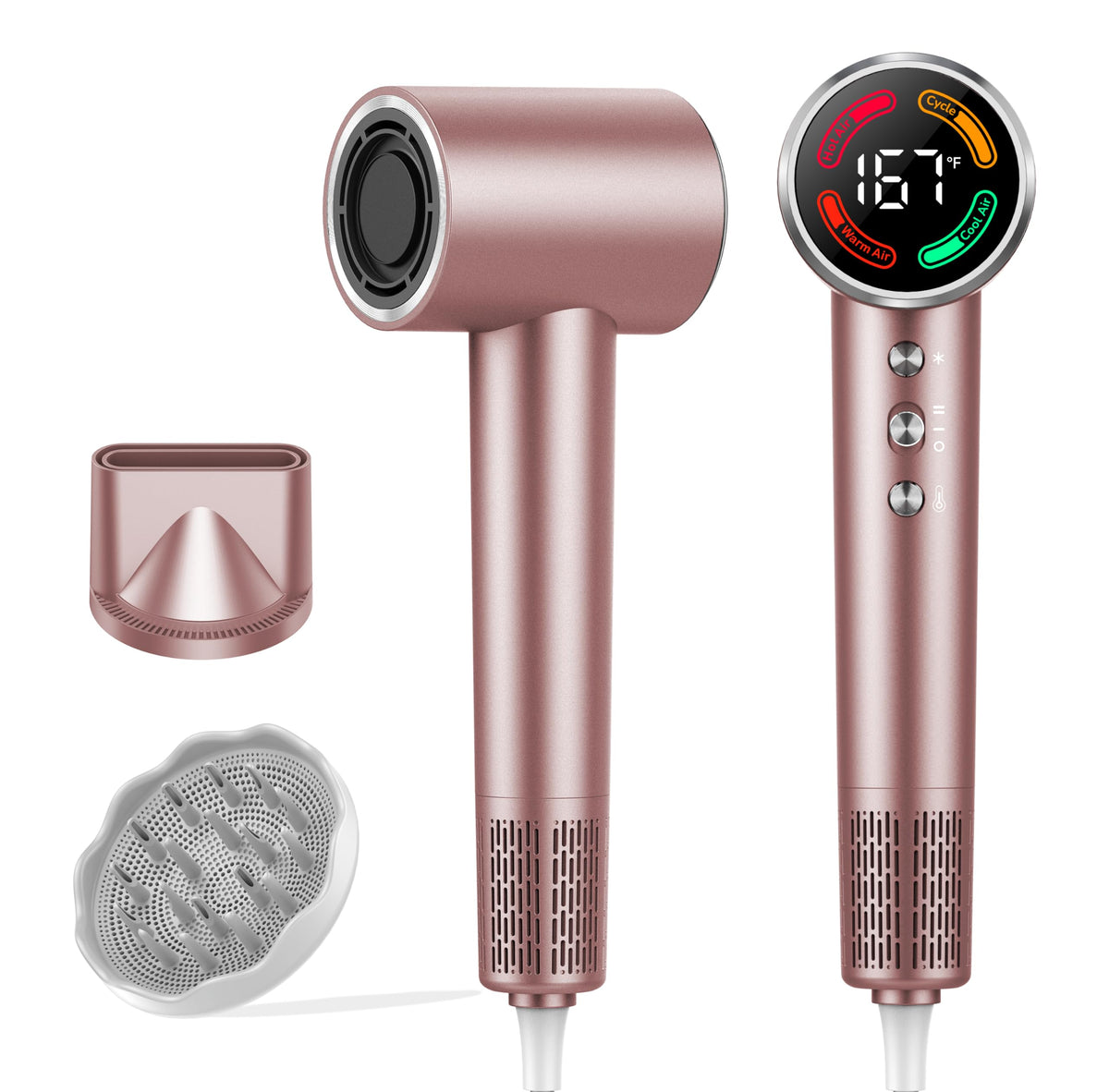 Hair Dryer, High-Speed Blow Dryer with Diffuser, 500M Ionic Negative Blow Dryer for Fast Drying, Low Noise & Smart Temperature Control & LED, for All Hair Types,for Home & Travel, Gifts