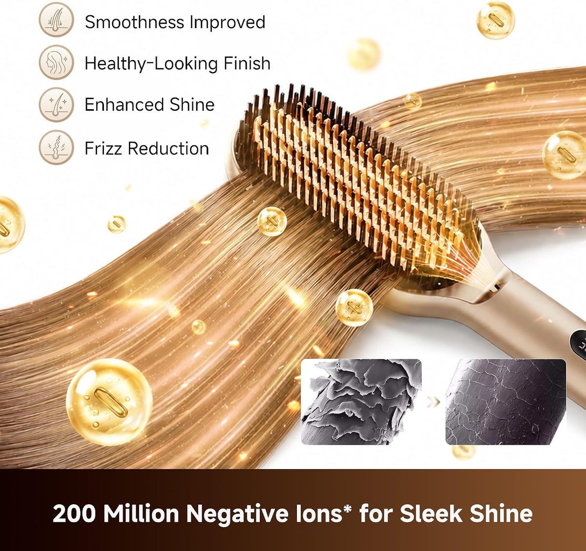 Dreame Voya Hair Straightener Brush, PTC Heating Straightening Comb