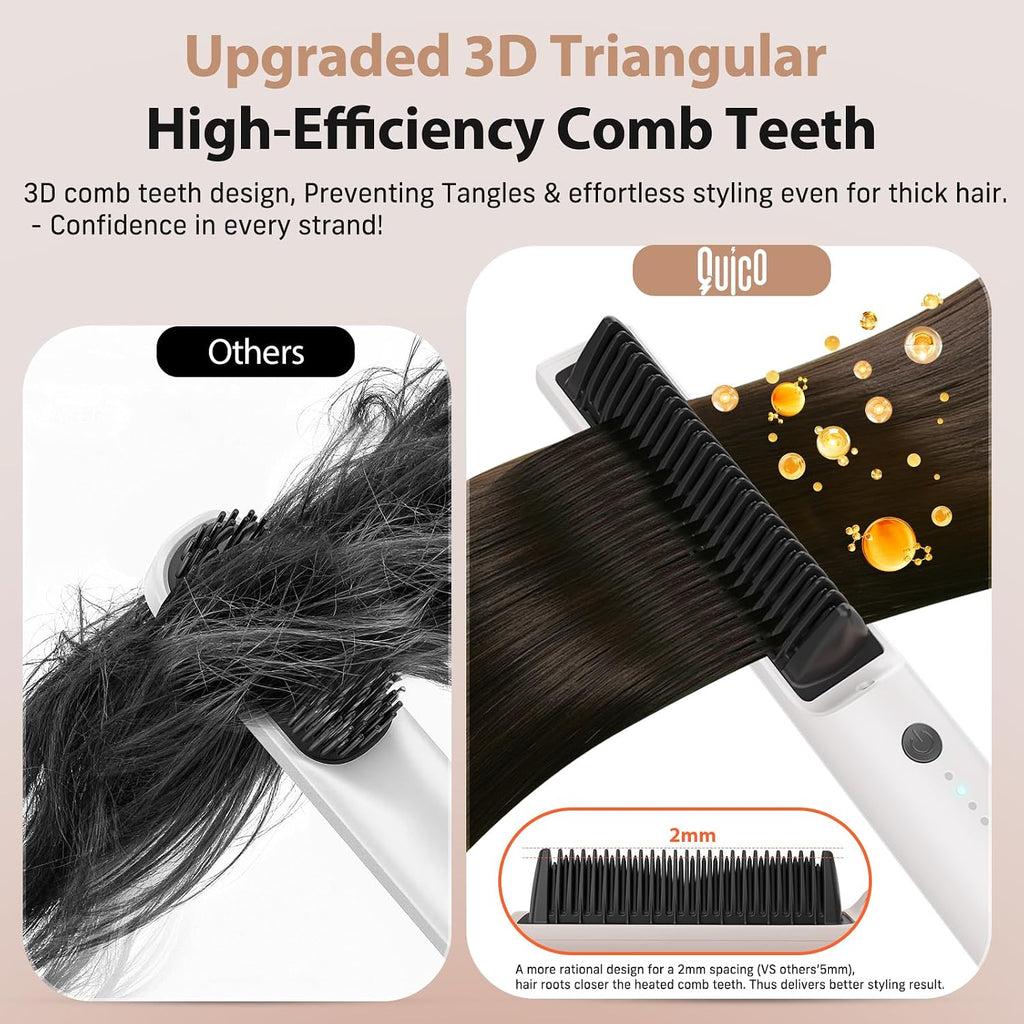 Quico Hair Straightener Brush, 100-240V Dual Voltage Straightener Brush