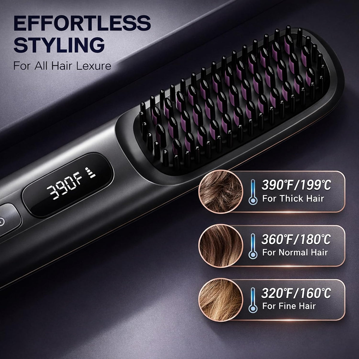 2026 Portable Straightener Brush for Travel, Cordless Hair Straightener Comb for Women,Fast Heating Hair Straightener with LCD Temperature Display, Travel Gift