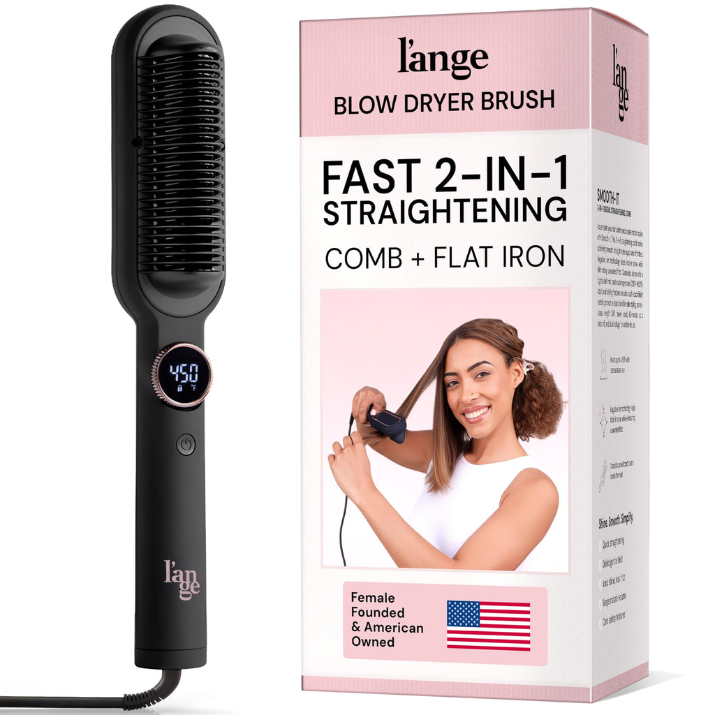 L'ANGE HAIR Smooth It 2-in-1 Hair Straightener Brush, Black