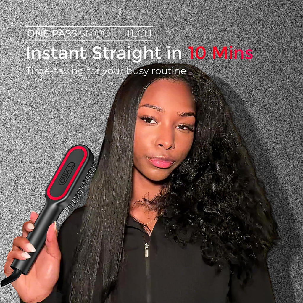 TYMO Hair Straightener Brush Upgraded Ionic Compact Straightening Brush