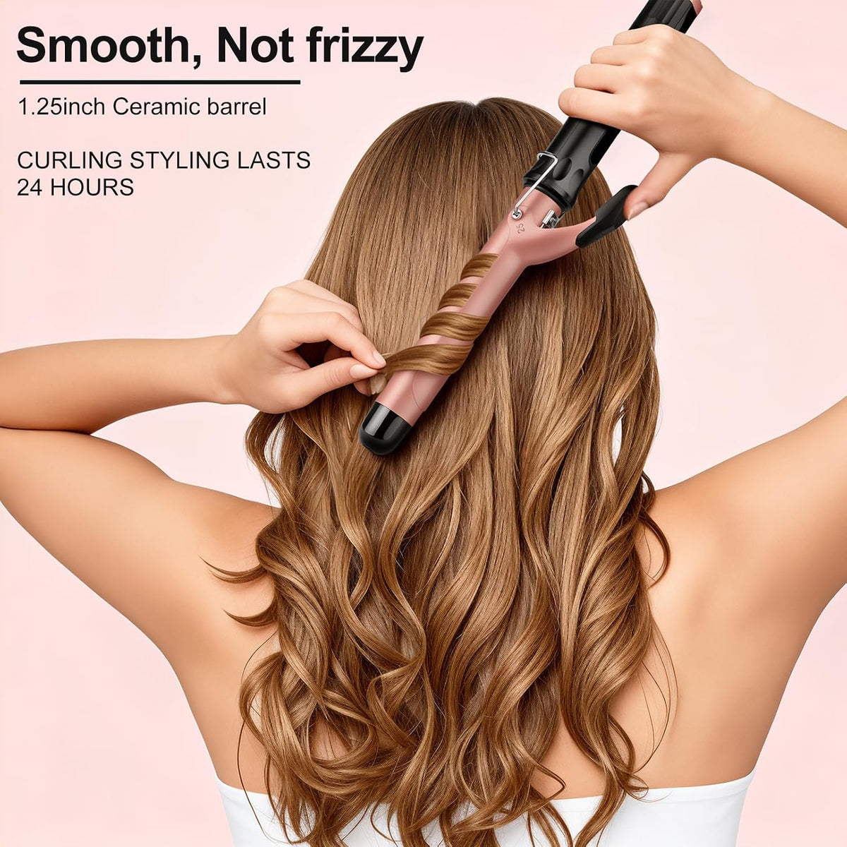 JAETON Hair Curling Iron Wand 1 1/4-Inch for Loose Curls, 190-450℉