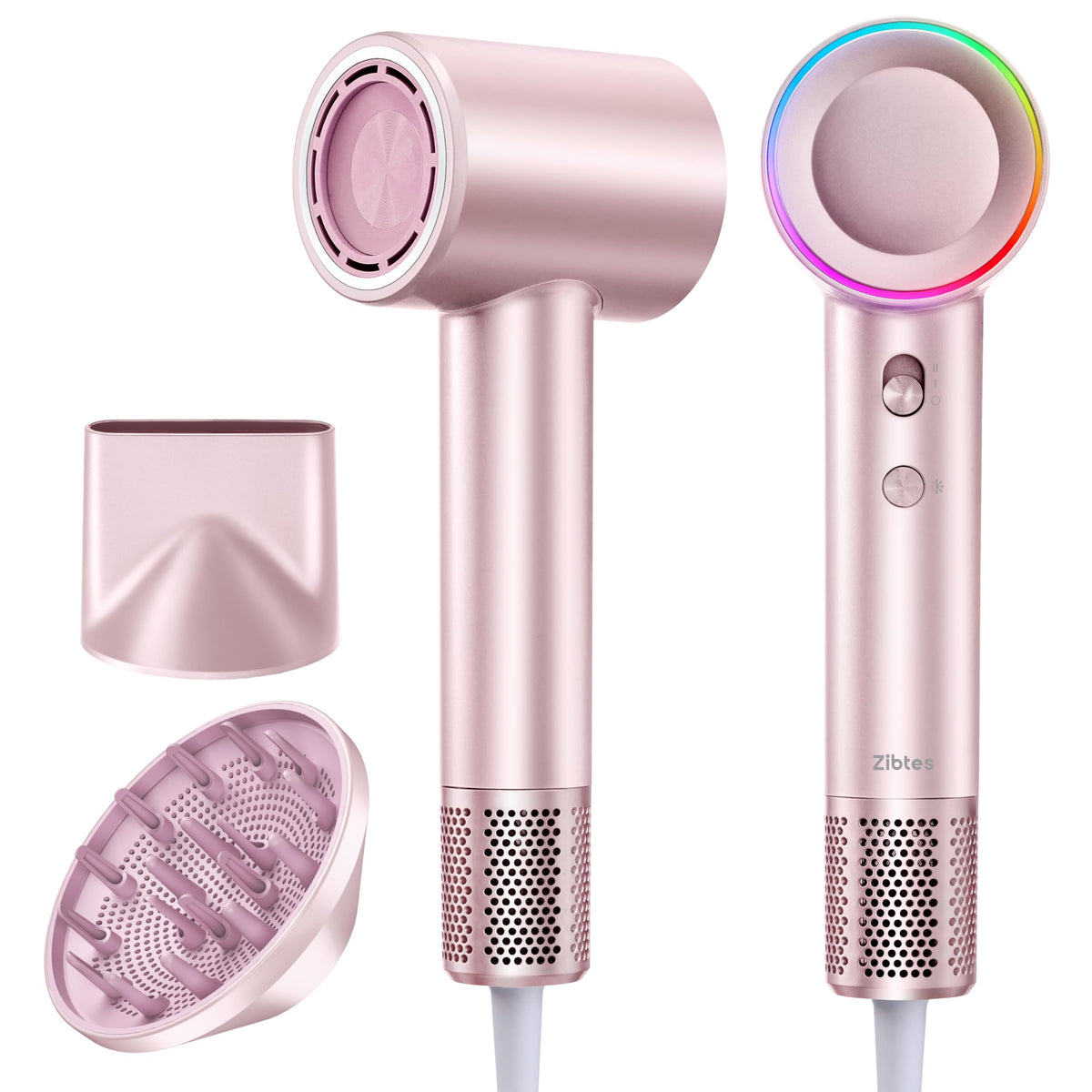Zibtes High-Speed Hair Dryer with Diffuser, Ionic Blow Dryer (Purple)