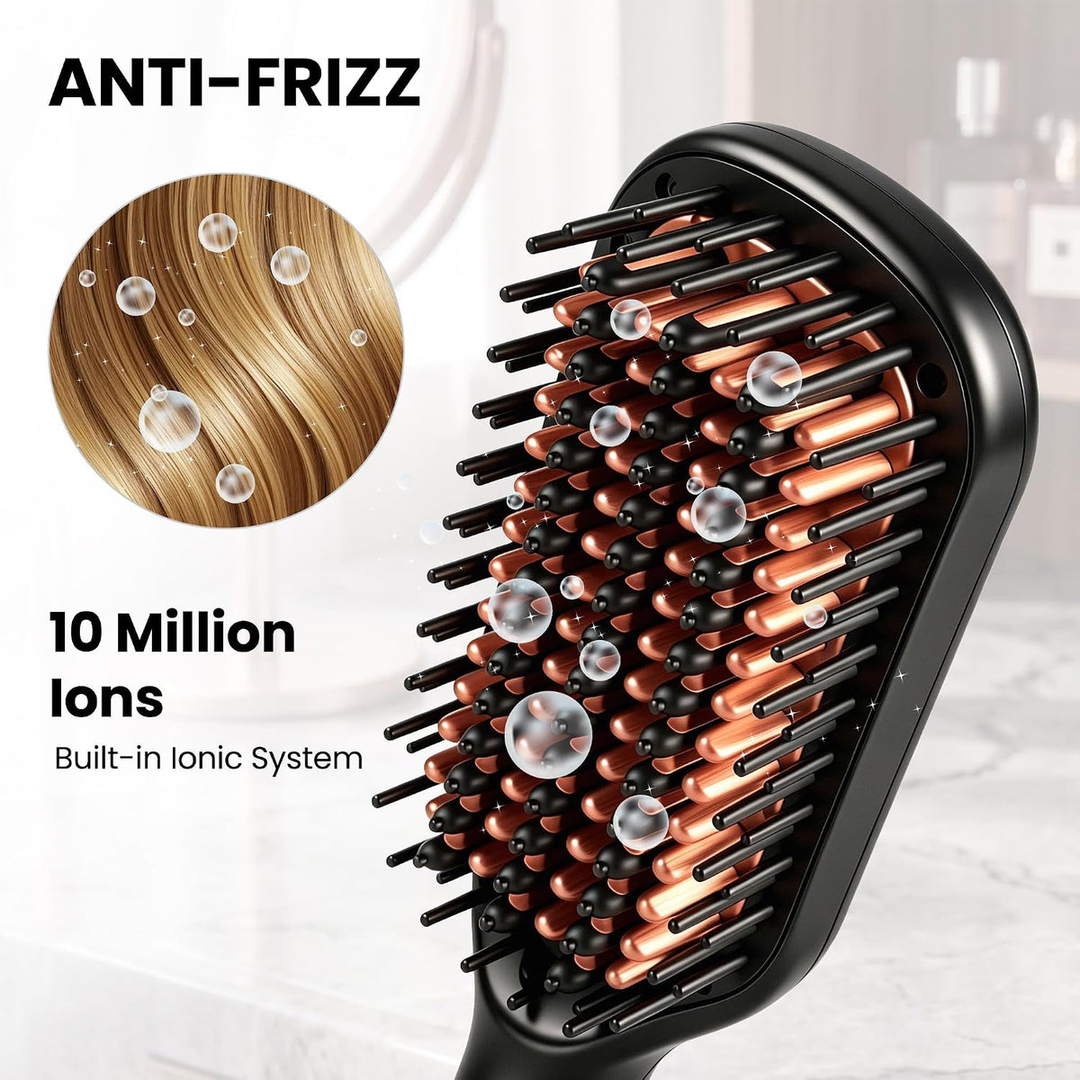 Hair Straightener Brush,2-in-1 Ionic Straightening Brush& Hot Comb