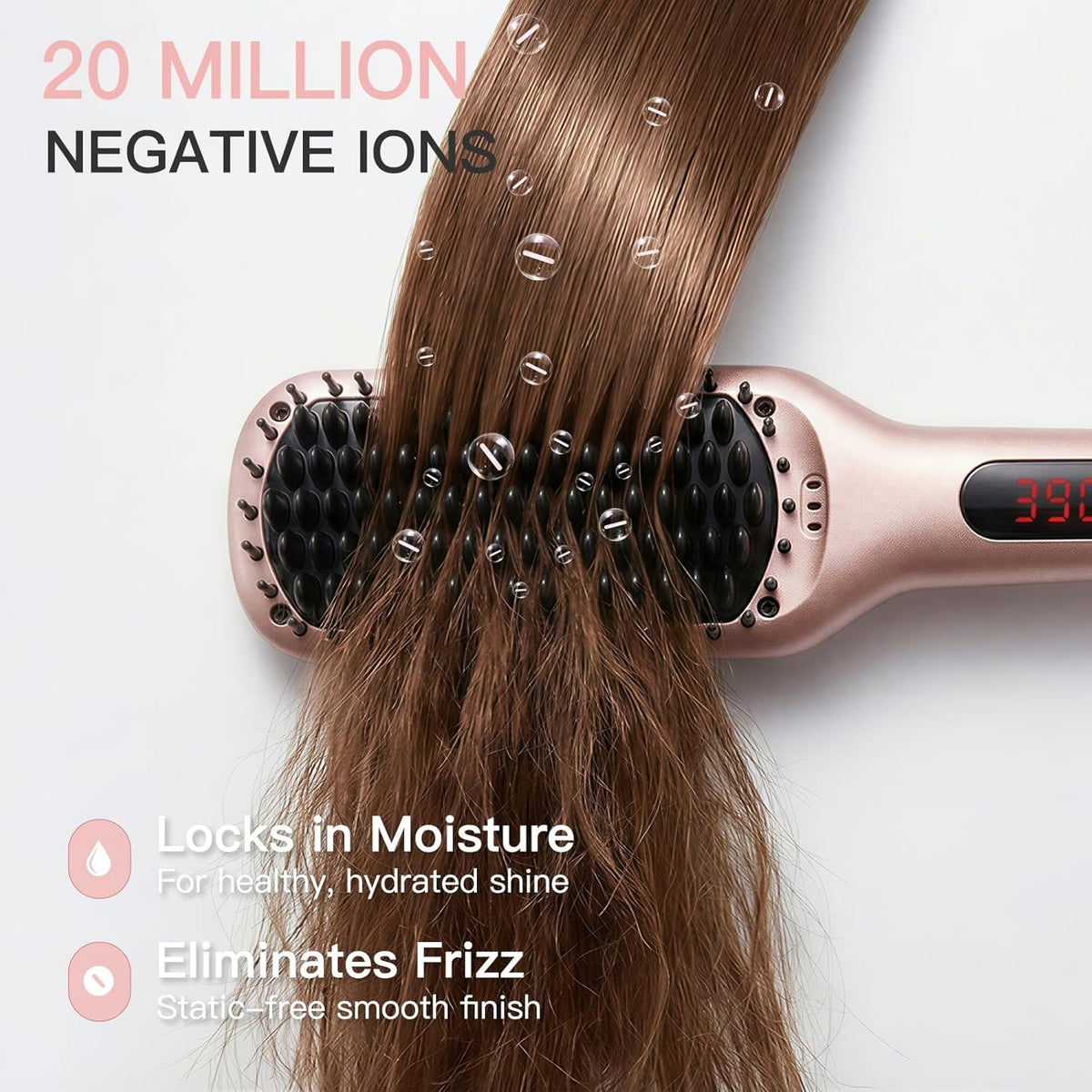MEGAWISE Ionic Hair Straightener Brush for Thick Hair, 450°F, Dual Voltage