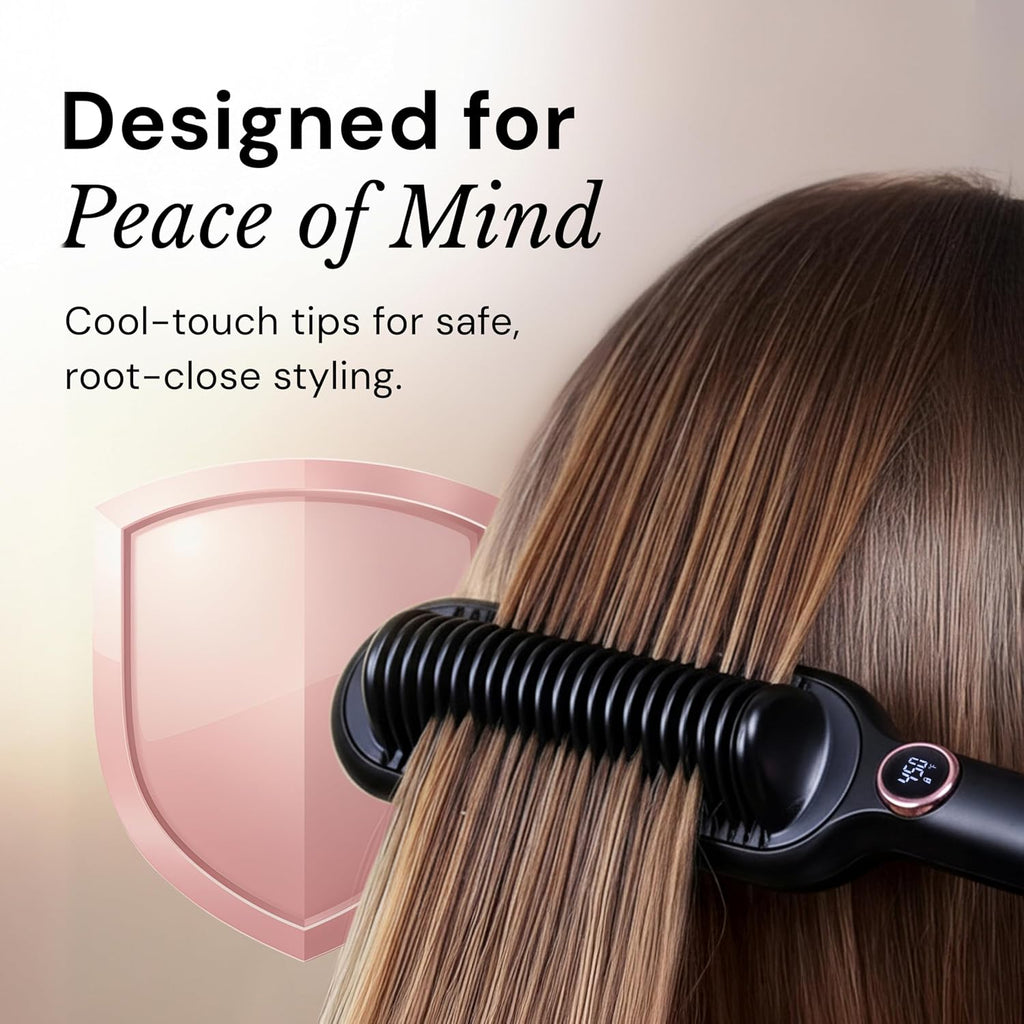 L'ANGE HAIR Smooth It 2-in-1 Hair Straightener Brush, Black