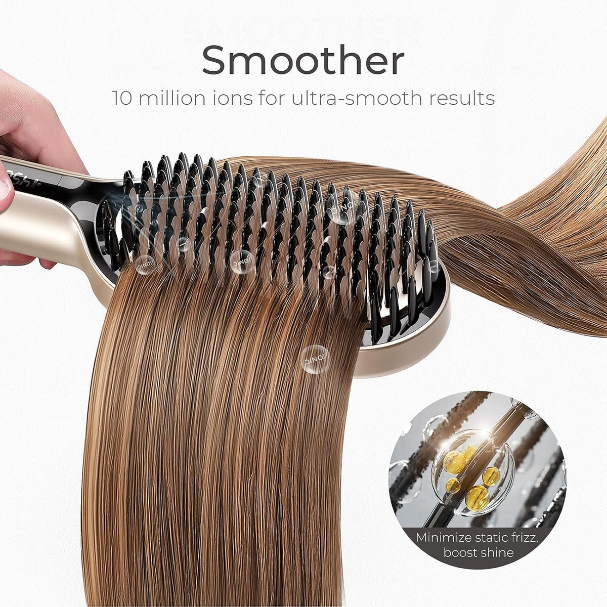 TYMO Hair Straightener Brush - Ionic Plus Straightening Brush for Women