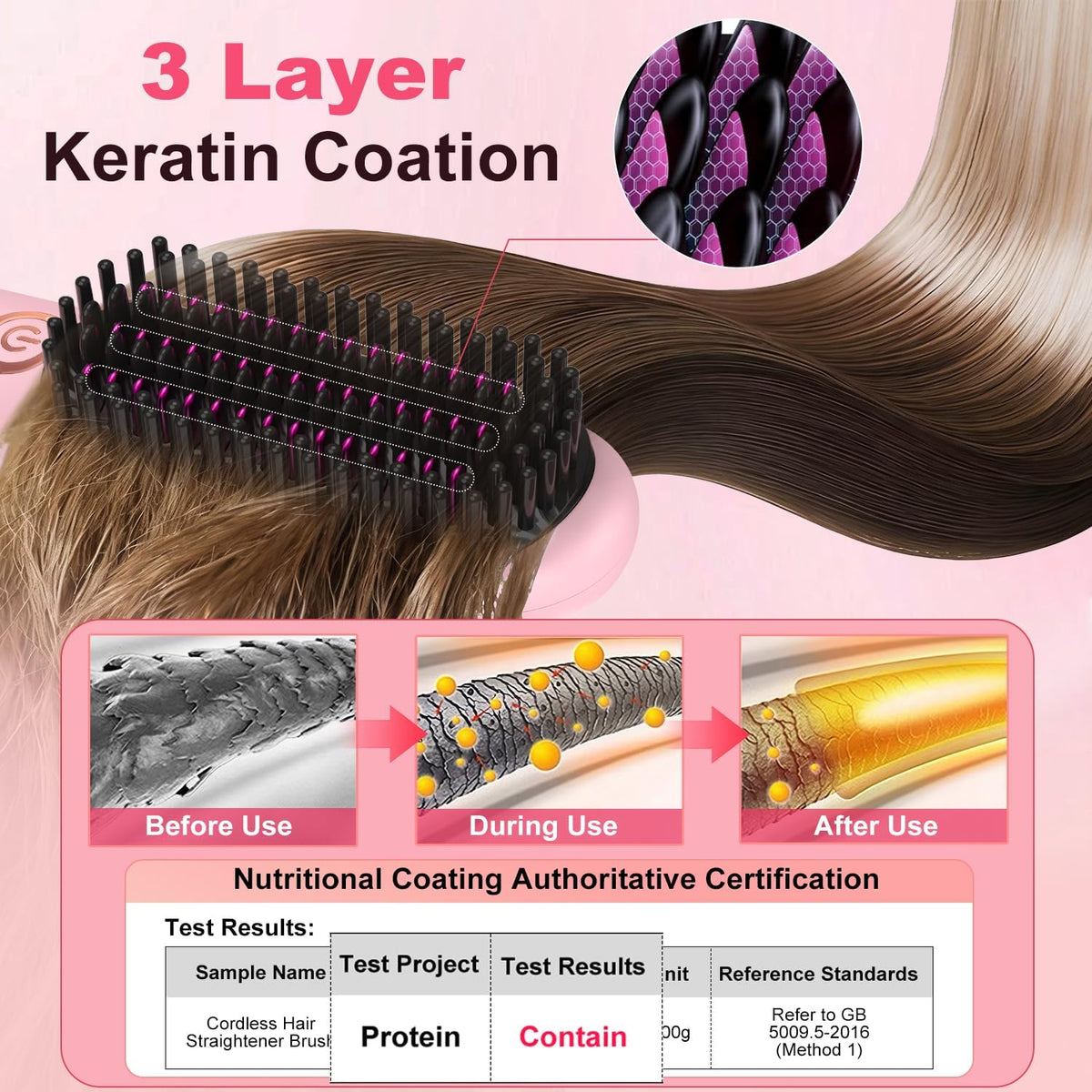 Cordless Hair Straightener Brush, Ionic Plus Frizz-Free Straightening Brush