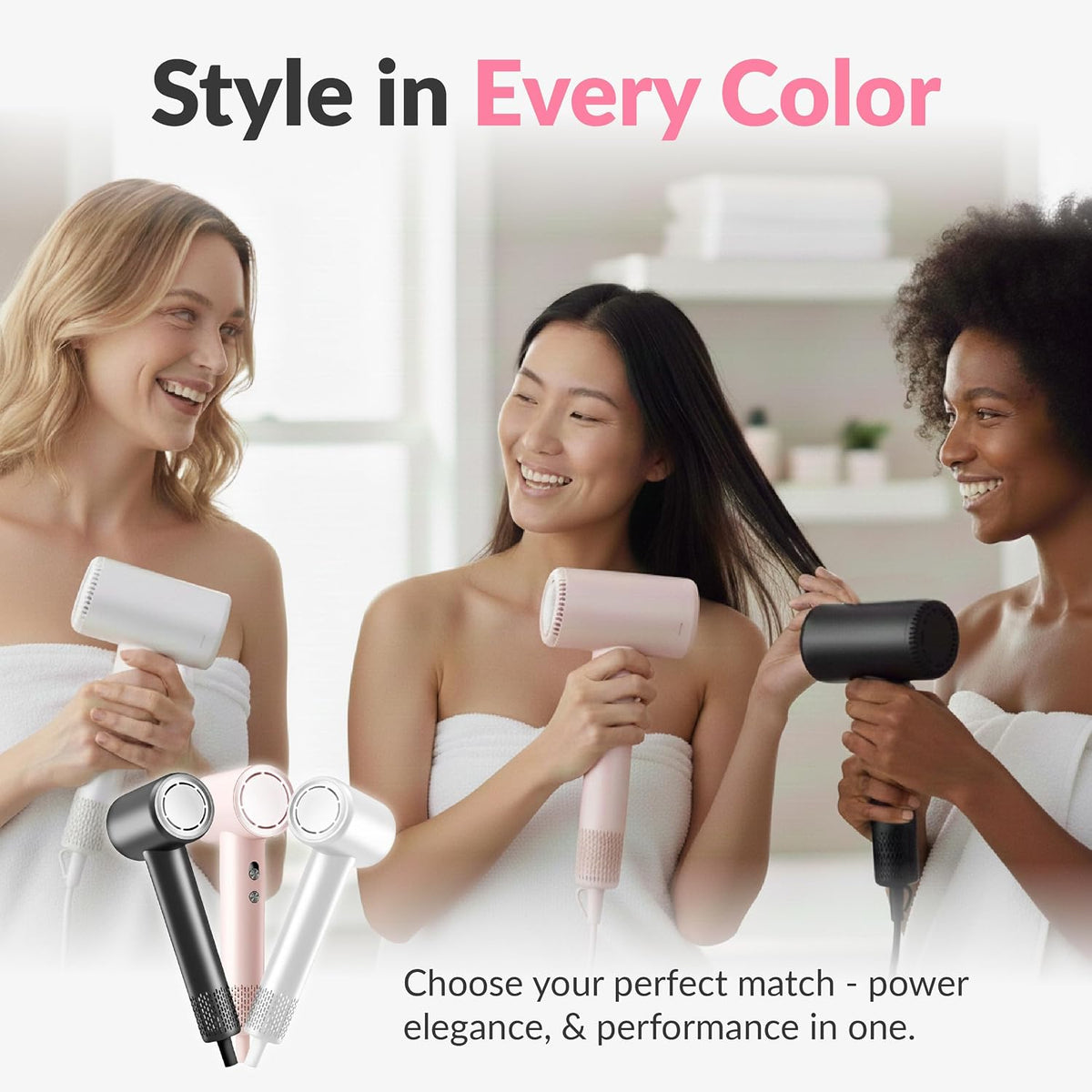 High-Speed Professional Hair Dryer with Negative Ion Technology – Lightweight, Low Noise Blow Dryer with Diffuser & Concentrator Nozzle, Salon-Quality Made for All Hair Types