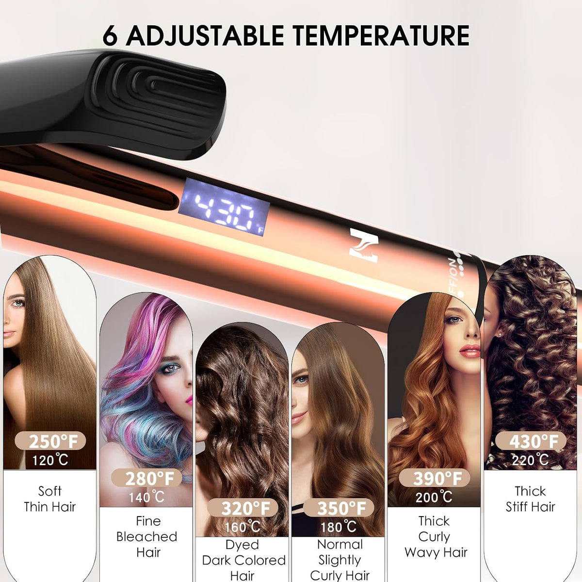 Nicebay 1 Inch Curling Iron, 60s Fast Heating, 60 Mins Auto Off, Light Gold